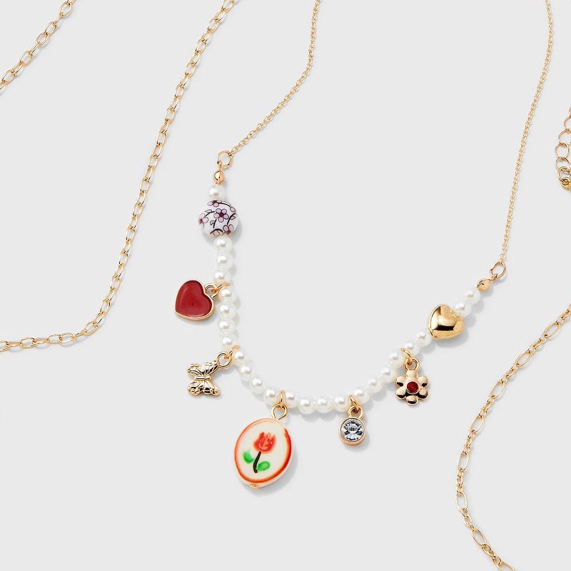 slide 4 of 4, Girls' 3pk Layered Necklace Set - art class™, 3 ct