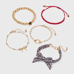 Girls' 5pk Leopard Bow Bracelet Set - art class™