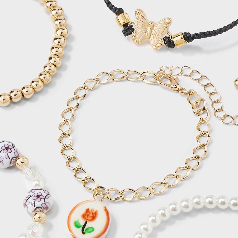 slide 3 of 3, Girls' 5pk Rose Charm Bracelet Set - art class™, 5 ct