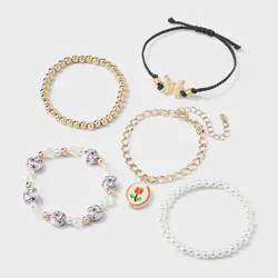 Girls' 5pk Rose Charm Bracelet Set - art class™