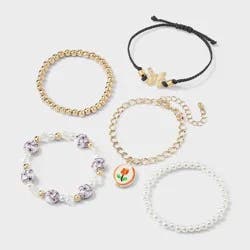 Girls' 5pk Rose Charm Bracelet Set - art class™