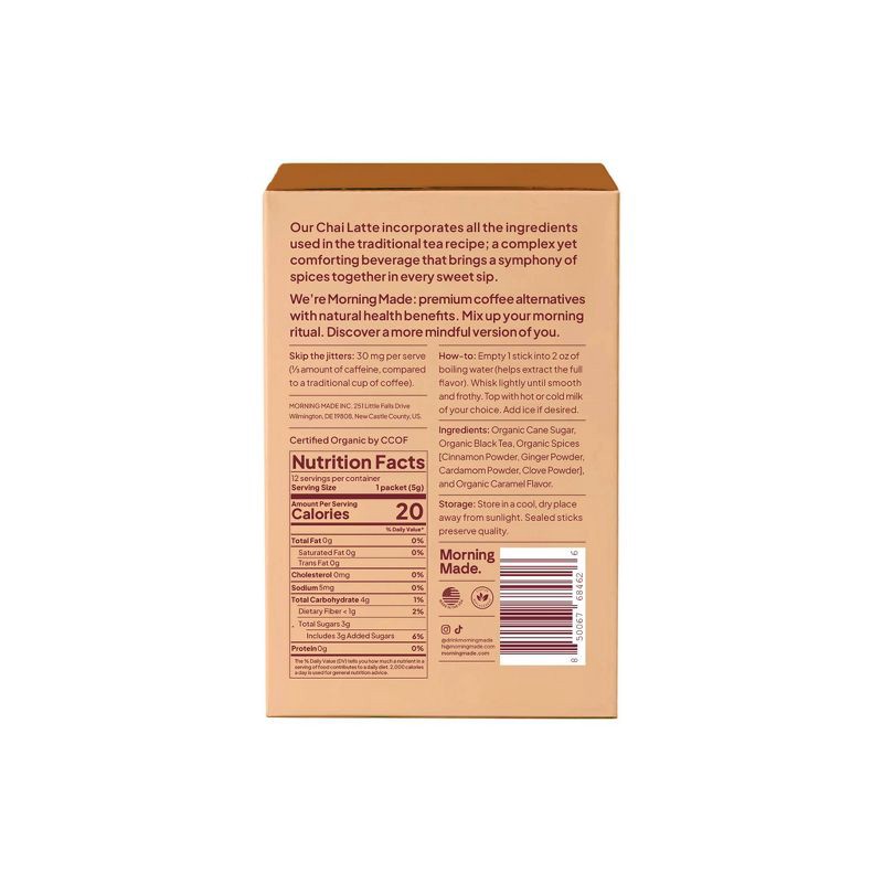 slide 2 of 6, Morning Made Caramel Blend Chai Latte - 2.16oz/12ct, 2.16 oz, 12 ct