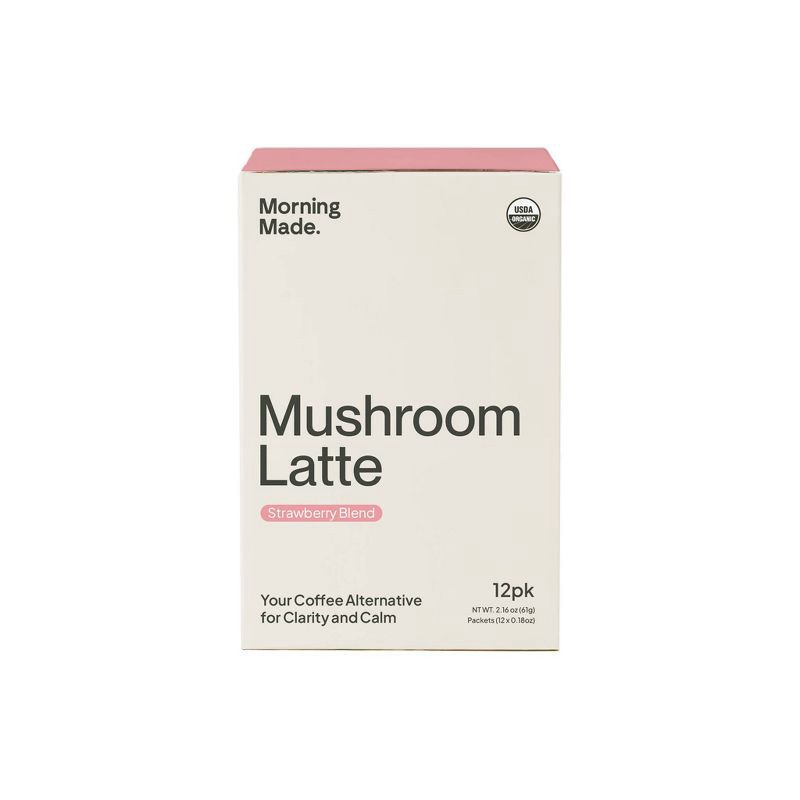 slide 1 of 6, Morning Made Strawberry Blend Mushroom Latte - 2.16oz/12ct, 2.16 oz, 12 ct