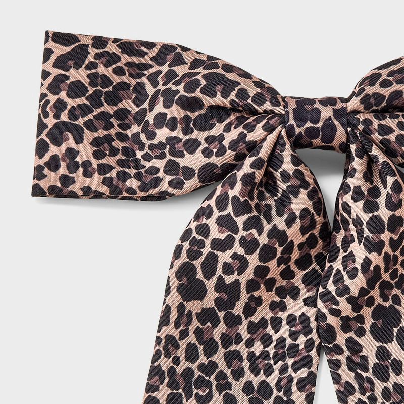 slide 3 of 3, Girls' Satin Leopard Printed Bow - art class™ Black/Brown, 1 ct