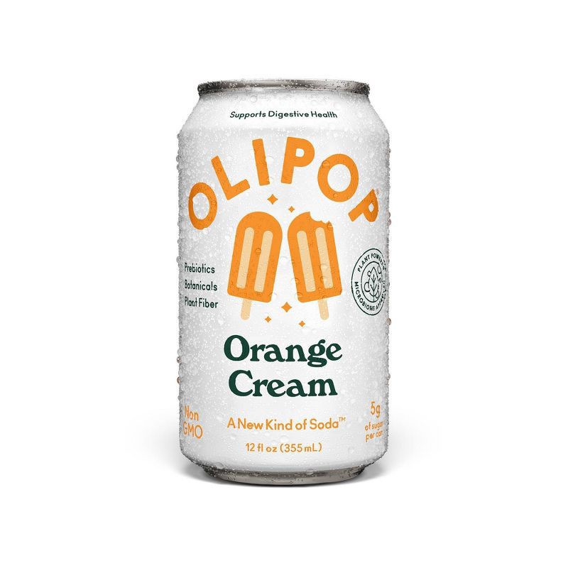 slide 1 of 7, OLIPOP 9g Fiber Prebiotic Soda Orange Cream - 12 fl oz Can, 9 gram, 12 fl oz