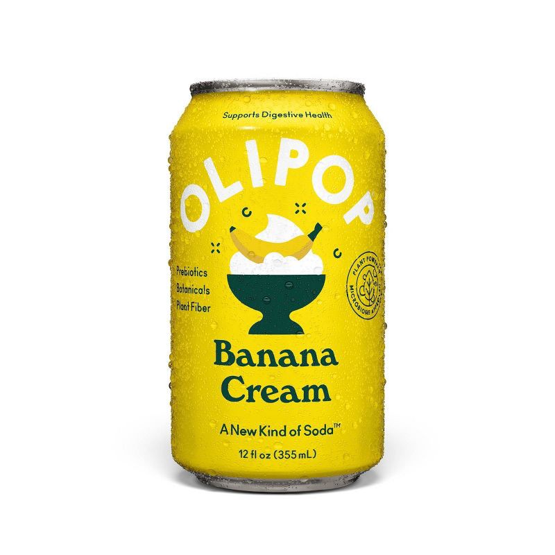 slide 1 of 5, OLIPOP Banana Cream Prebiotic Soda - 12oz, 12 oz