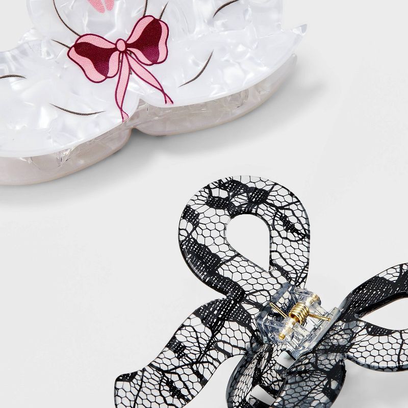 slide 4 of 4, Girls' 2pk Swan and Bow Claw Clip Set - art class™, 2 ct