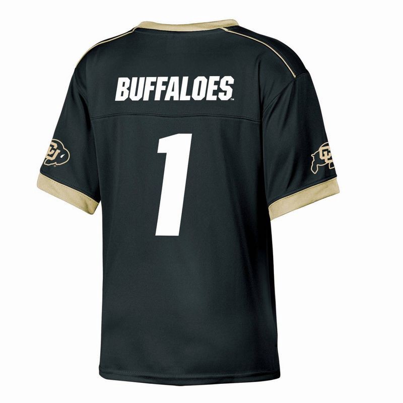 slide 2 of 3, NCAA Colorado Buffaloes Boys' Jersey - M: Fit, V Neck, Short Sleeve, 1 ct