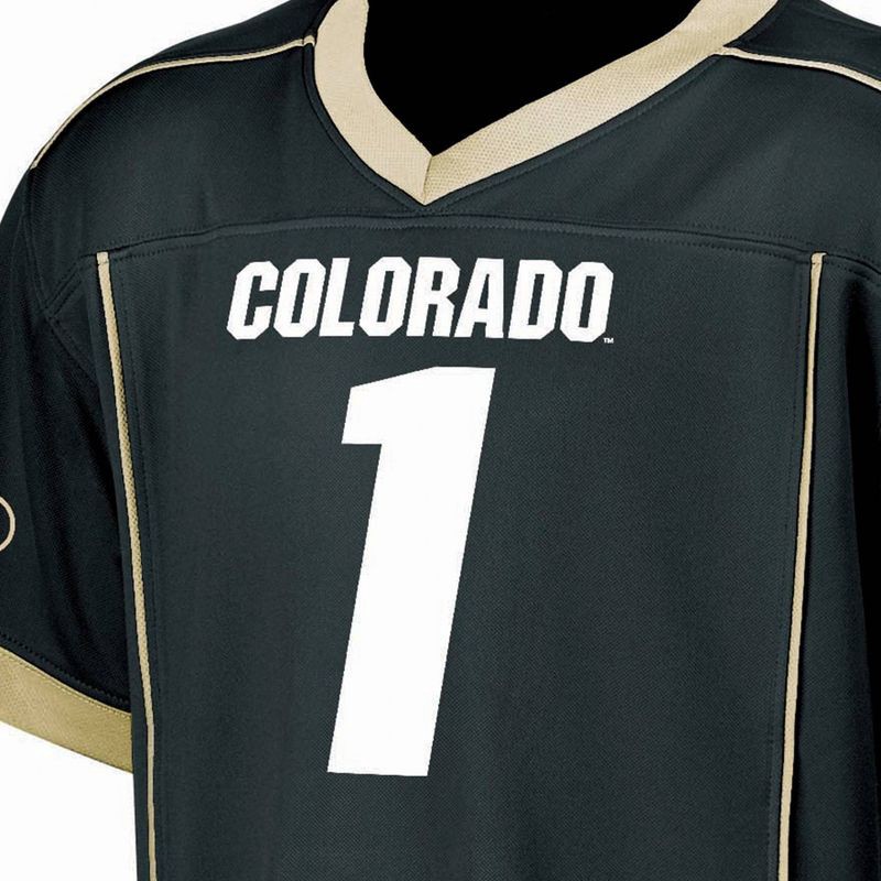 slide 3 of 3, NCAA Colorado Buffaloes Boys' Jersey - M: Fit, V Neck, Short Sleeve, 1 ct