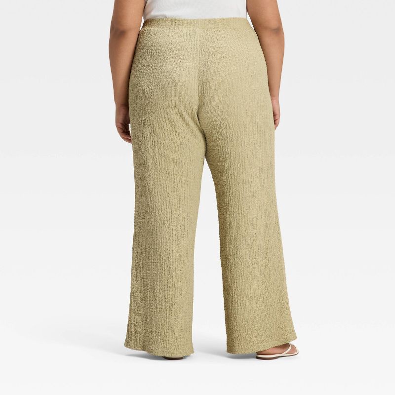slide 2 of 3, Women's Mid-Rise Textured Pull-On Pants - A New Day™ Light Green XXL, 1 ct