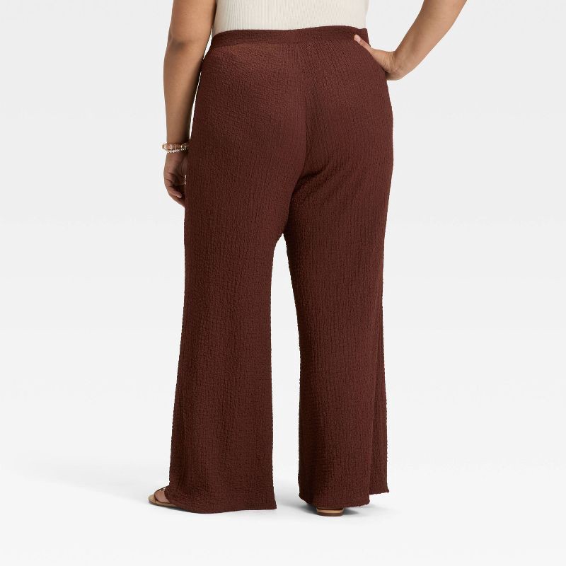 slide 2 of 3, Women's Mid-Rise Textured Pull-On Pants - A New Day™ Brown XXL, 1 ct