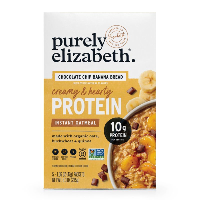 slide 1 of 7, purely elizabeth. Chocolate Chip Banana Bread Protein Oatmeal - 8.3oz/5ct, 5 ct; 8.3 oz