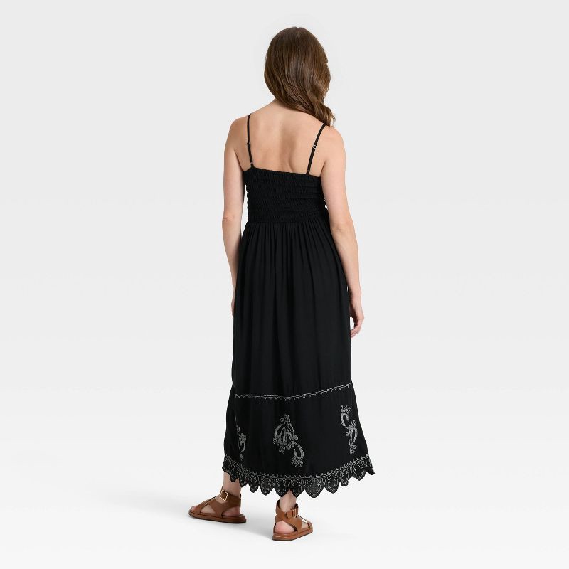 slide 3 of 3, Women's Button-Front Smocked Maxi Sundress - Universal Thread™ Black M, 1 ct