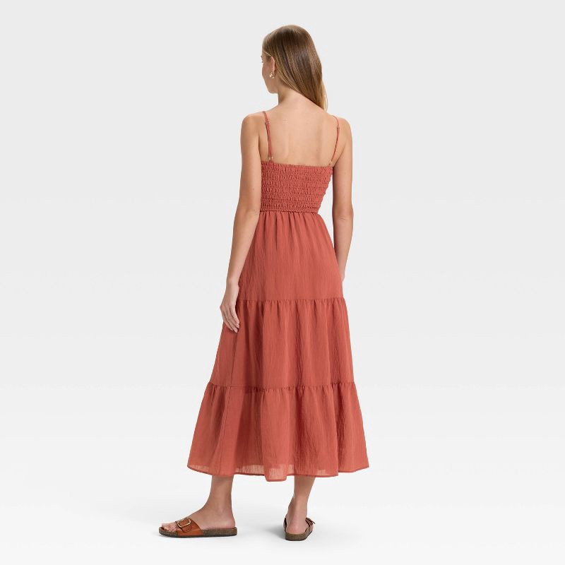 slide 2 of 3, Women's Button-Front Smocked Maxi Sundress - Universal Thread™ Red XS, 1 ct