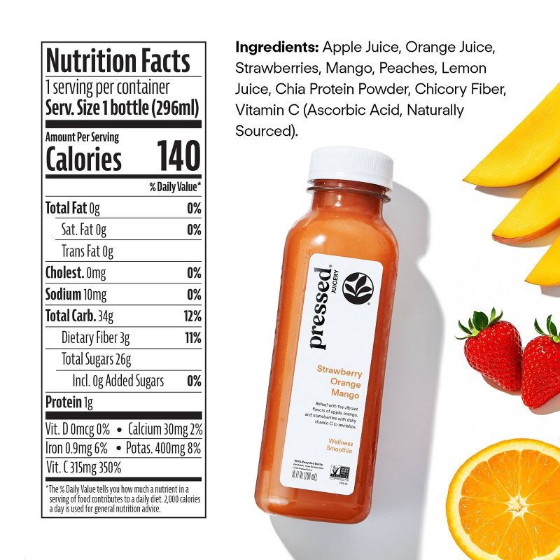 slide 7 of 7, Pressed Juicery Strawberry Orange Mango Wellness Smoothie - 10 fl oz, 10 fl oz