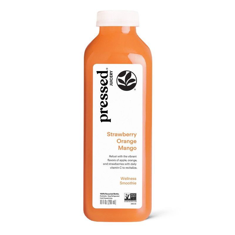 slide 1 of 7, Pressed Juicery Strawberry Orange Mango Wellness Smoothie - 10 fl oz, 10 fl oz