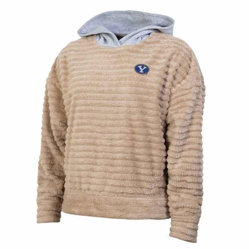 slide 1 of 3, NCAA BYU Cougars Women's Oatmeal Fashion Hooded Sweatshirt - M: Polyester, Pullover, Jersey, 1 ct