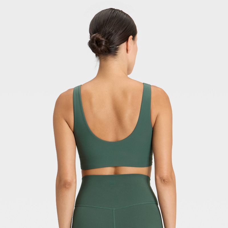 slide 2 of 5, Women's Everyday Soft Medium Support Longline Sports Bra - All In Motion™ Green M, 1 ct
