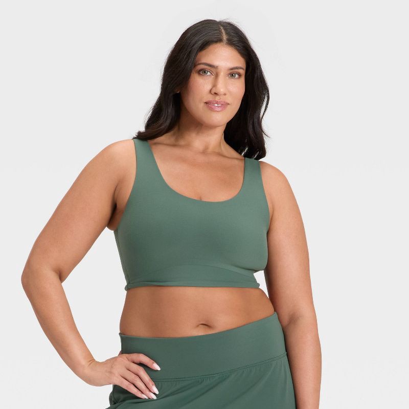 slide 6 of 6, Women's Everyday Soft Medium Support Longline Sports Bra - All In Motion™ Green XXL, 1 ct