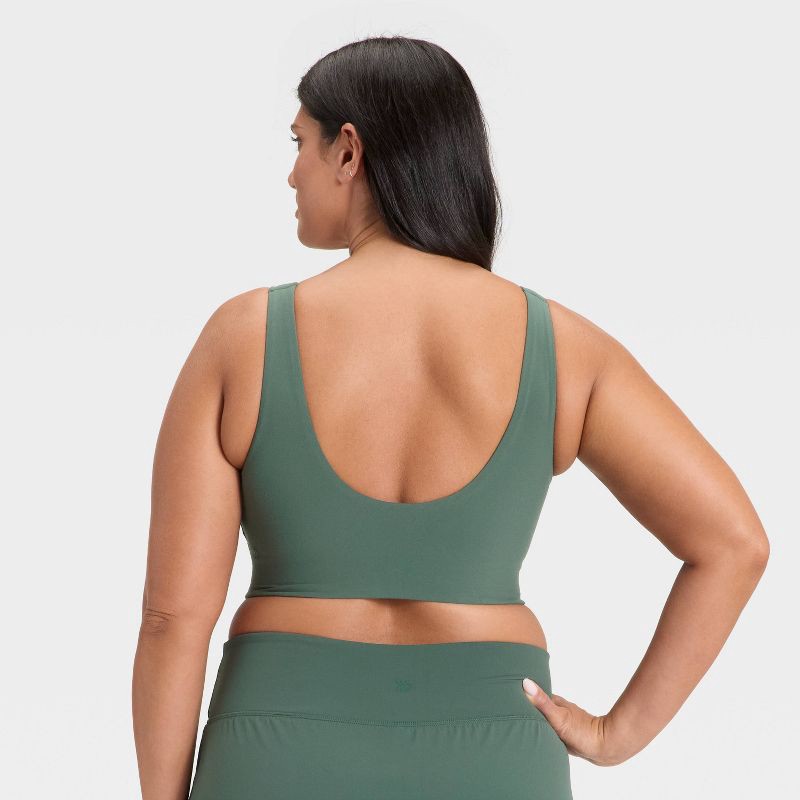 slide 3 of 6, Women's Everyday Soft Medium Support Longline Sports Bra - All In Motion™ Green XXL, 1 ct