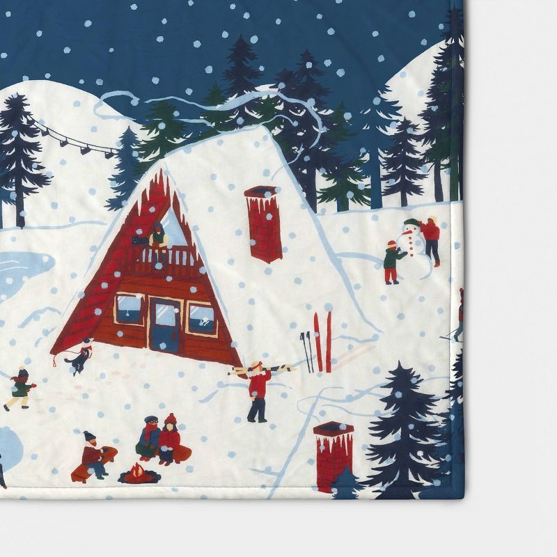 slide 4 of 5, Snow Scene Quilted Jersey Throw Blanket with Faux Shearling Reverse Blue - Room Essentials™, 1 ct