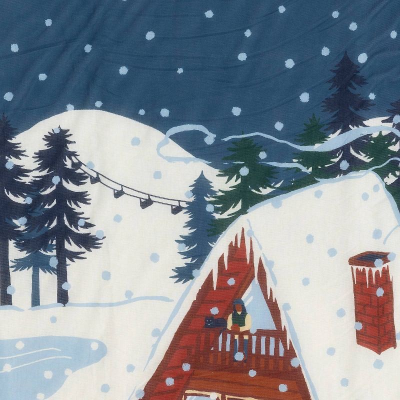 slide 5 of 5, Snow Scene Quilted Jersey Throw Blanket with Faux Shearling Reverse Blue - Room Essentials™, 1 ct