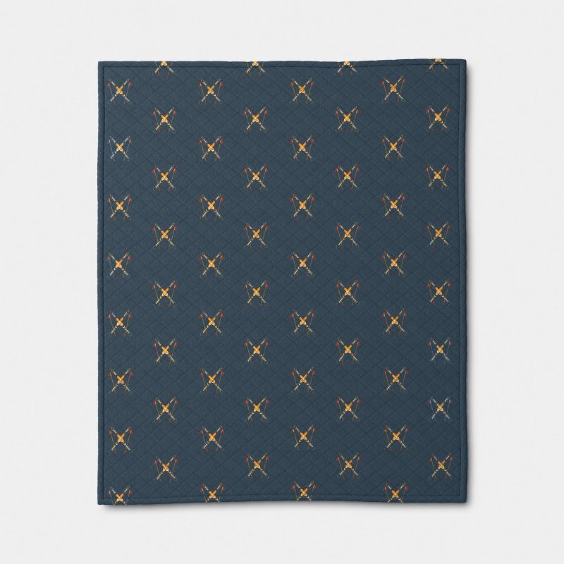 slide 3 of 4, Skis Quilted Jersey Throw Blanket with Faux Shearling Reverse Navy - Room Essentials™, 1 ct