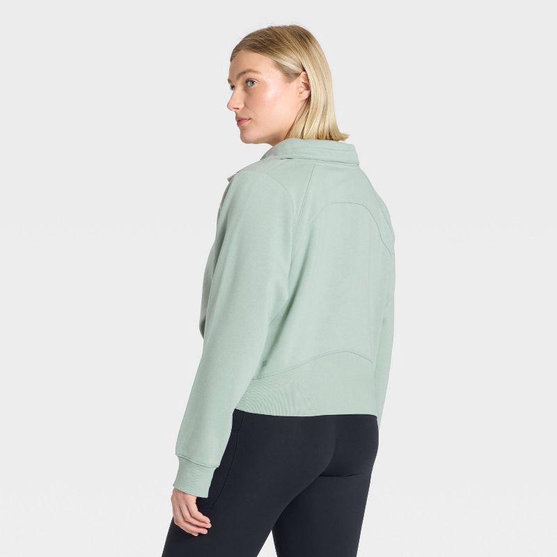 slide 5 of 5, Women's Active Comfort 1/2 Zip Pullover Sweatshirt - All In Motion™ Sage Green S, 1 ct