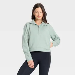 Women's Active Comfort 1/2 Zip Pullover Sweatshirt - All In Motion™ Sage Green M