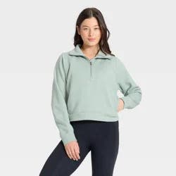 Women's Active Comfort 1/2 Zip Pullover Sweatshirt - All In Motion™ Sage Green M