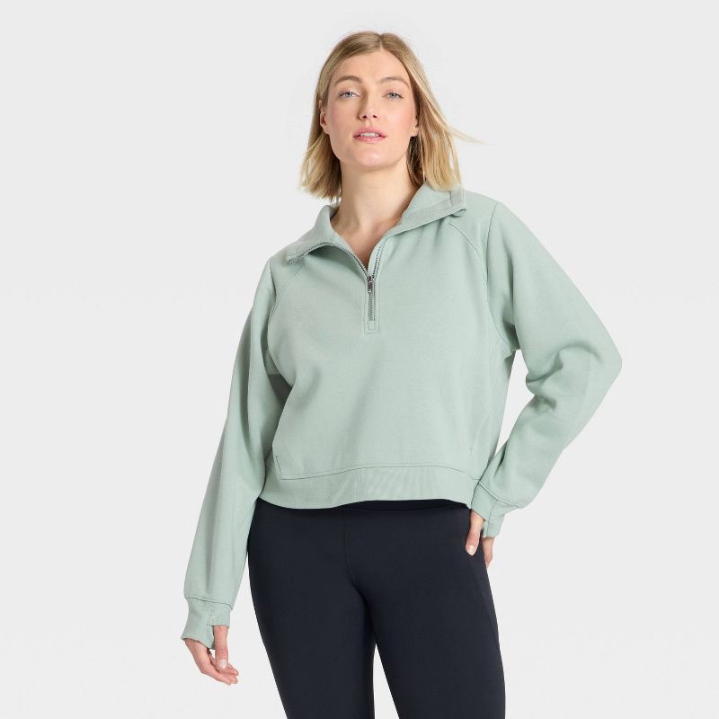 slide 4 of 5, Women's Active Comfort 1/2 Zip Pullover Sweatshirt - All In Motion™ Sage Green XXL, 1 ct