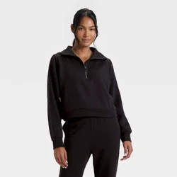 Women's Active Comfort 1/2 Zip Pullover Sweatshirt - All In Motion™ Black S