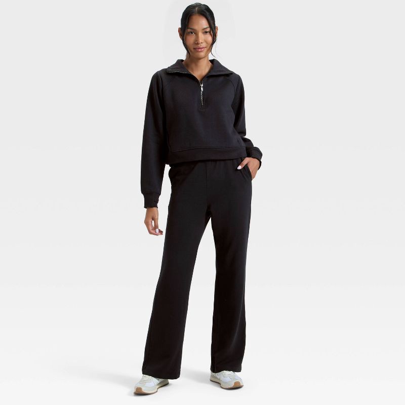 slide 5 of 5, Women's Active Comfort 1/2 Zip Pullover Sweatshirt - All In Motion™ Black XL, 1 ct