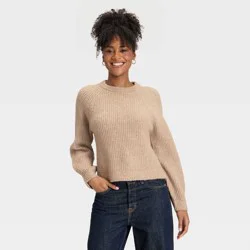 Women's Long Sleeve Cozy Knit Crewneck Pullover Sweater - Universal Thread™ Oatmeal S