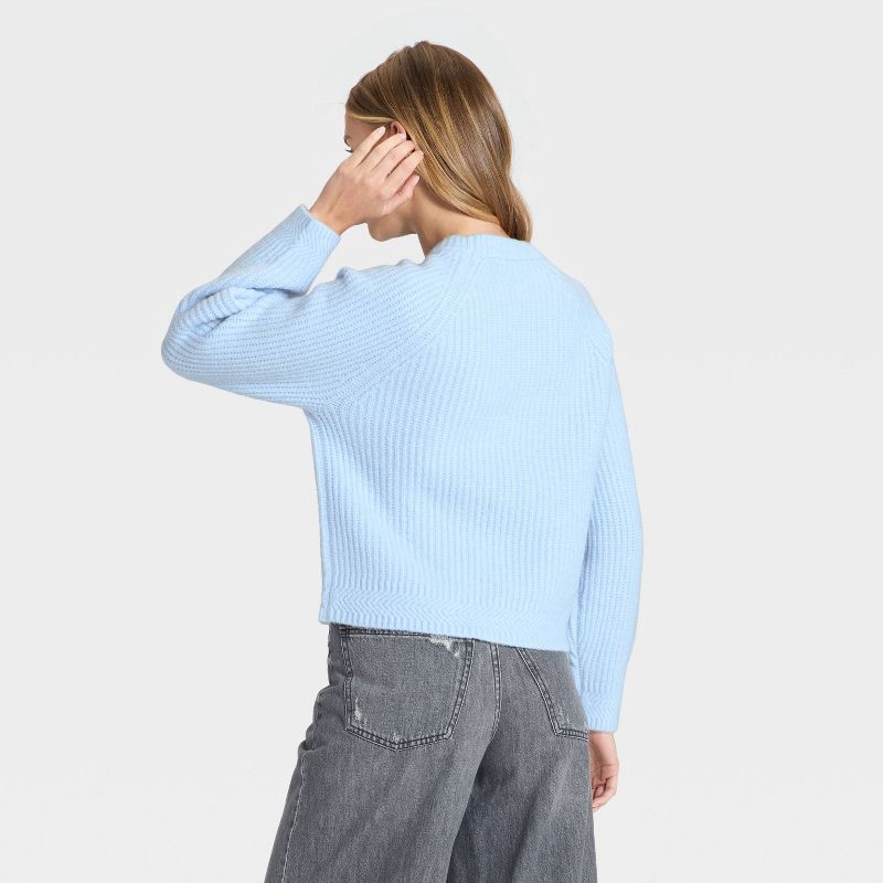 slide 2 of 3, Women's Long Sleeve Cozy Knit Crewneck Pullover Sweater - Universal Thread™ Blue S, 1 ct