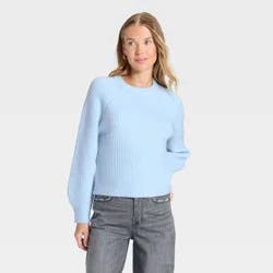 Women's Long Sleeve Cozy Knit Crewneck Pullover Sweater - Universal Thread™ Blue S