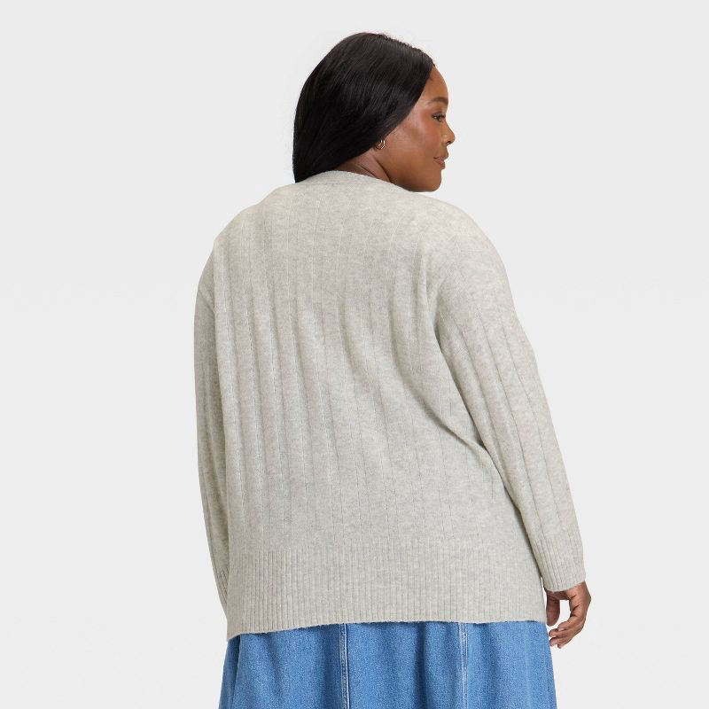 slide 2 of 3, Women's Knit Ribbed Cardigan Sweater - Universal Thread™ Heather Gray XXL, 1 ct
