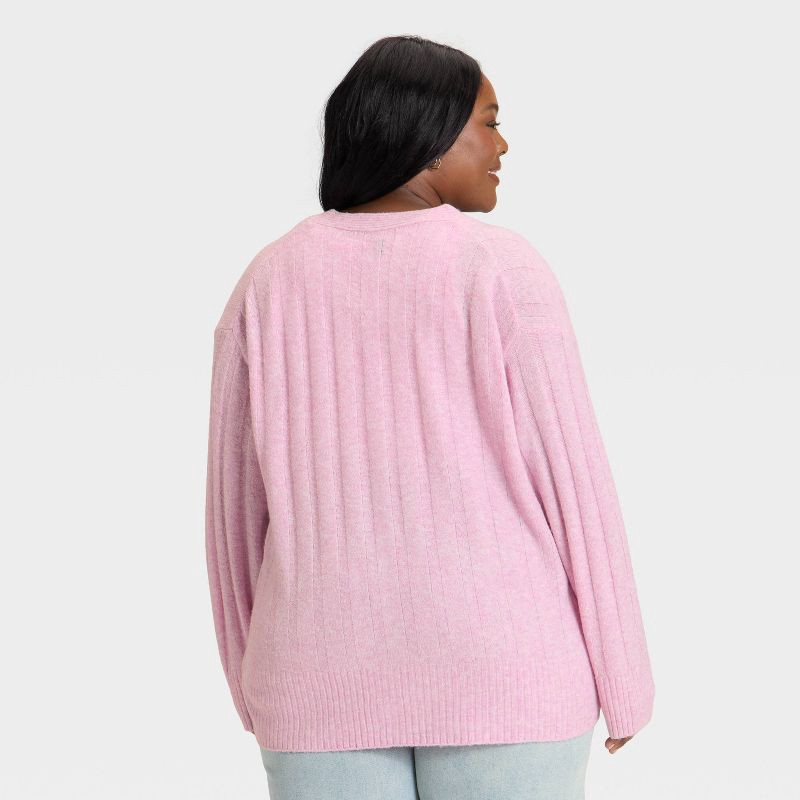 slide 2 of 3, Women's Knit Ribbed Cardigan Sweater - Universal Thread™ Pink XXL, 1 ct
