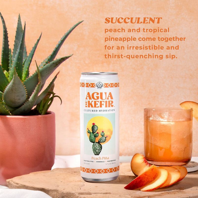 slide 3 of 6, GT's Agua de Kefir Peach Pina - 12 fl oz Can, 12 fl oz