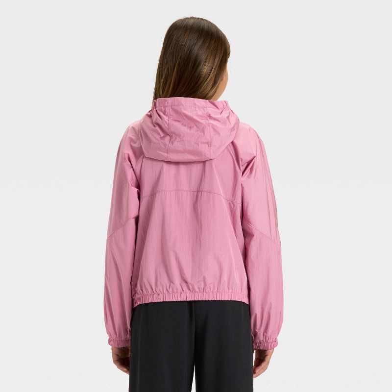 slide 3 of 3, Girls' Solid Windbreaker Jacket - All In Motion™ Pink L, 1 ct