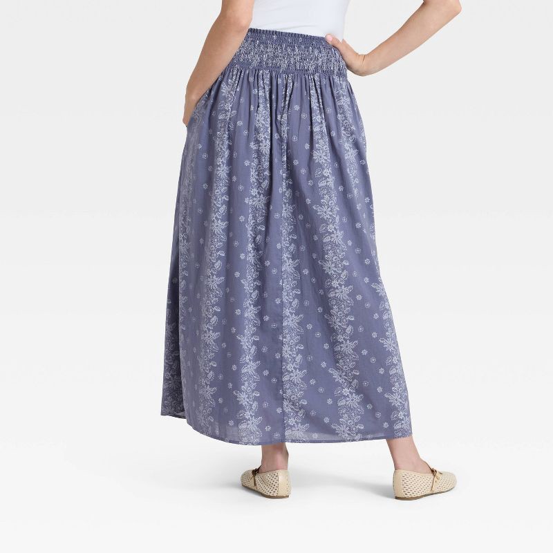 slide 2 of 3, Women's Printed Maxi Skirt - Universal Thread™ Blue S, 1 ct