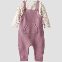 Little Planet By Carter's Organic Baby Girls' 2pc Sweater Overalls Set - Pink 12M