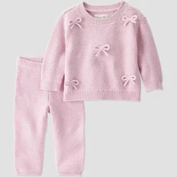 Little Planet By Carter's Organic Baby Girls' 2pc Bow Sweater Set - Pink 3M