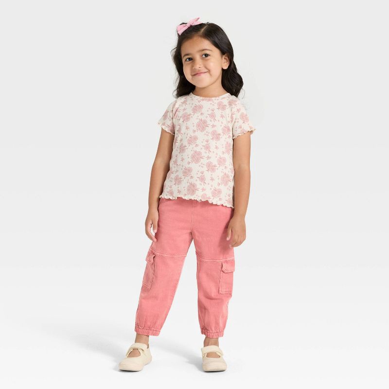 slide 3 of 3, Toddler Girls' Cargo Jogger Pants - Cat & Jack™ Dark Mauve 18M, 1 ct