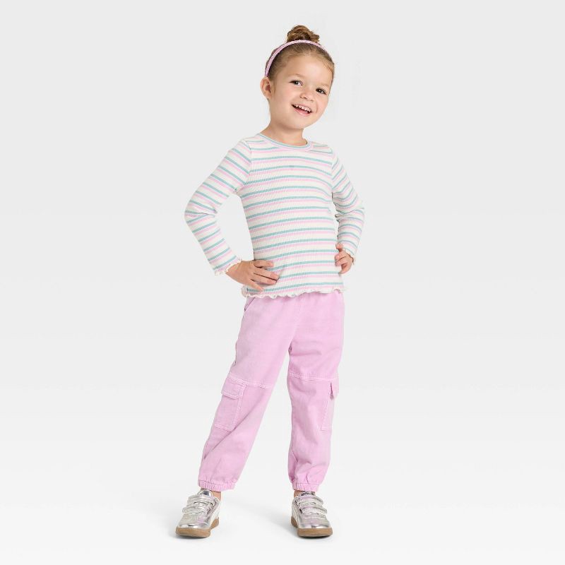 slide 3 of 3, Toddler Girls' Cargo Jogger Pants - Cat & Jack™ Lavender Mauve 2T, 1 ct