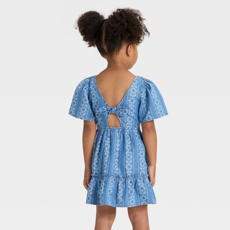 slide 3 of 3, Toddler Girls' Short Sleeve Chambray Dress - Cat & Jack™ Blue 3T, 1 ct