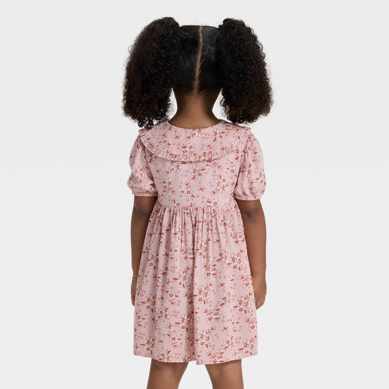 slide 3 of 3, Toddler Girls' Short Sleeve Floral Woven Dress - Cat & Jack™ Light Mauve 5T, 1 ct