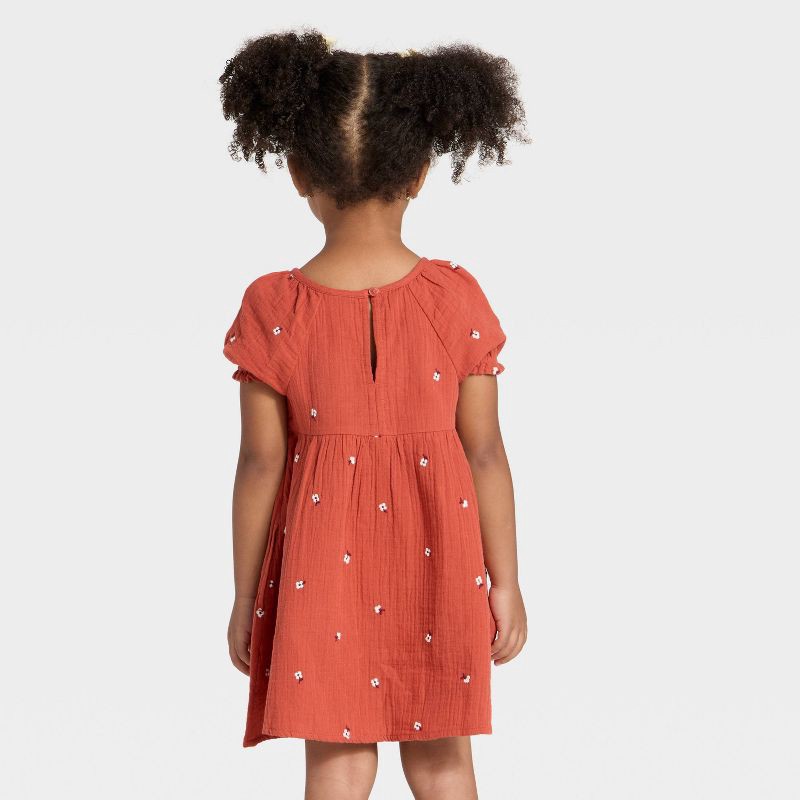 slide 3 of 4, Toddler Girls' Short Sleeve Gauze Dress - Cat & Jack™ Brown 18M, 1 ct
