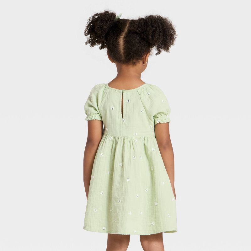 slide 4 of 4, Toddler Girls' Short Sleeve Gauze Dress - Cat & Jack™ Green 5T, 1 ct