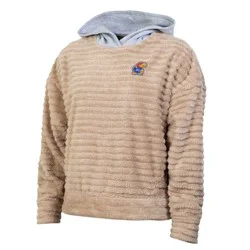 NCAA Kansas Jayhawks Women's Oatmeal Fashion Hooded Sweatshirt - M: Polyester Fleece Pullover, Front Pocket